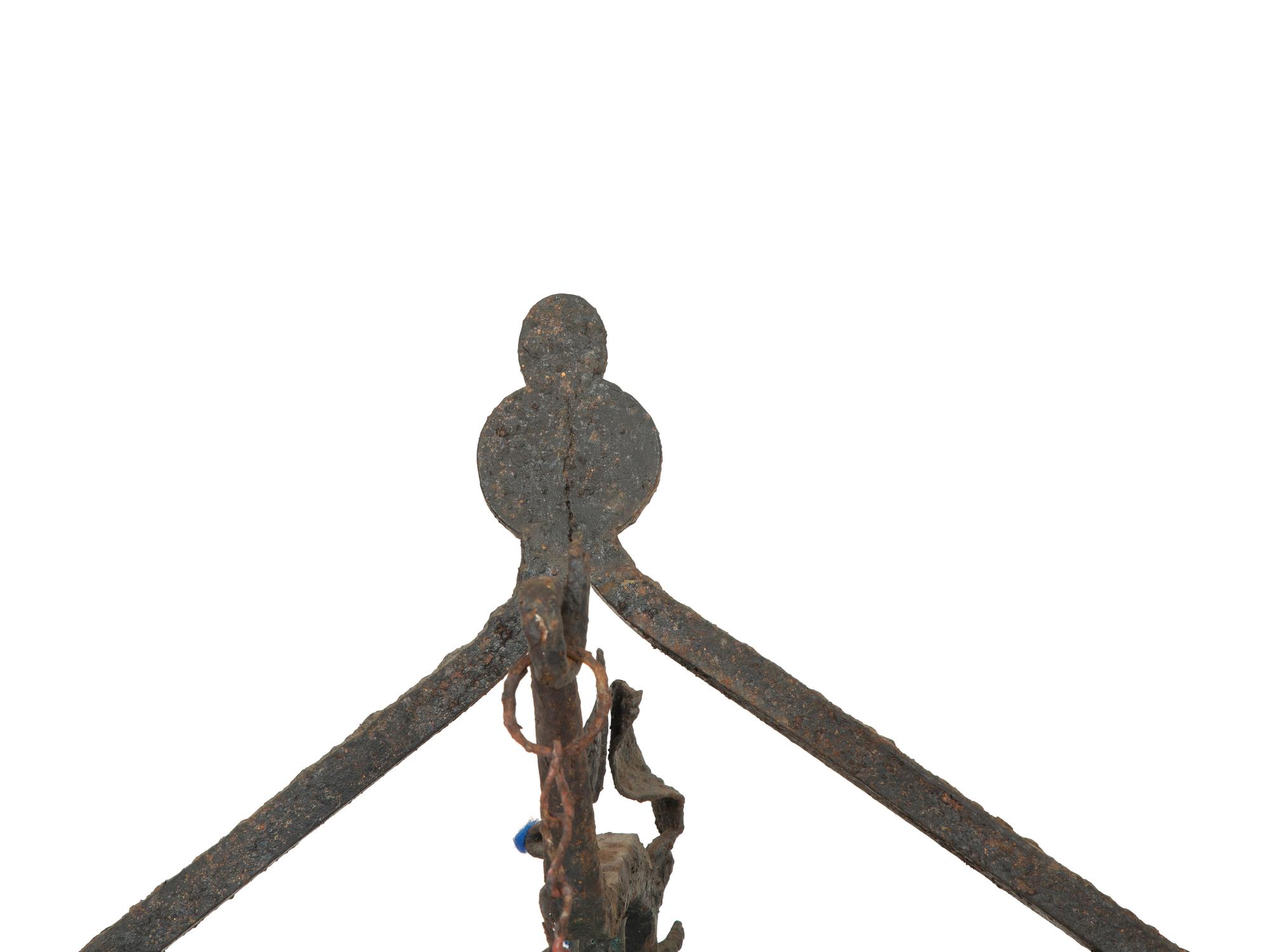 A Mizner Spanish Baroque Style Wrought Bell on Stand