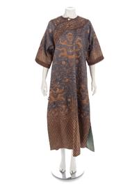 A Chinese Blue-Ground Silk 'Dragon' Robe