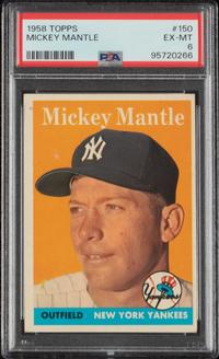 A 1958 Topps Mickey Mantle Baseball Card No. 150 (PSA 6 EX-MT)