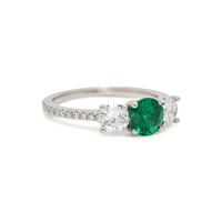 EMERALD, DIAMOND, AND PLATINUM RING