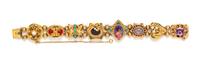 A 14 Karat Yellow Gold and Multigem Slide Bracelet,