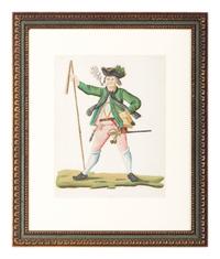 Six Figural Pinprick and Watercolor Pictures