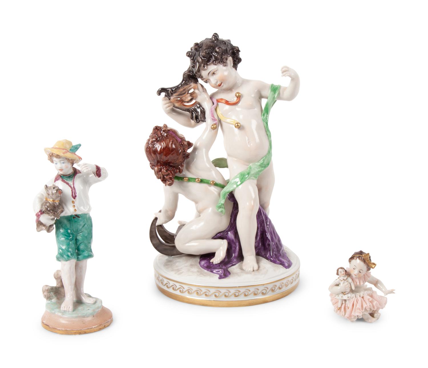 A Group of Capodimonte Porcelain Figures
