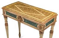 A Pair of Italian Faux Marble Painted Console Tables