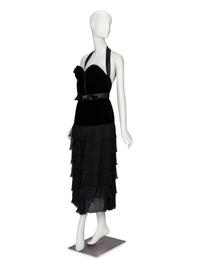 VALENTINO, BLACK VELVET & CHIFFON DRESS