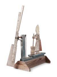 A Folk Art Carved and Painted Wood Butter Churn Whirligig