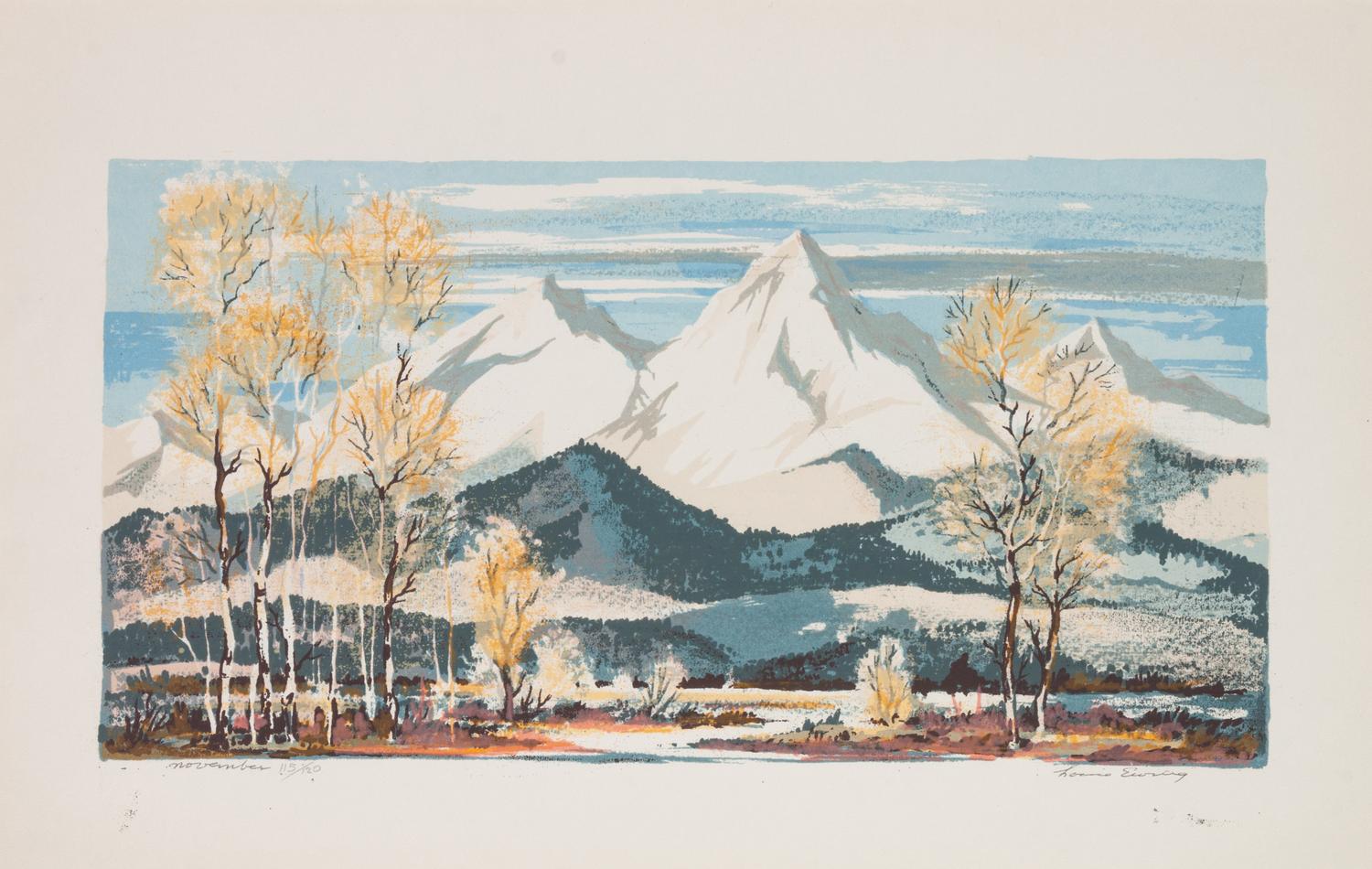 Five Works: Three Horses ; First Snow , edition 1/125; November, edition 115/120; Cerro Gordo , edition 100/120; Rio Grande in Winter, edition 23/146