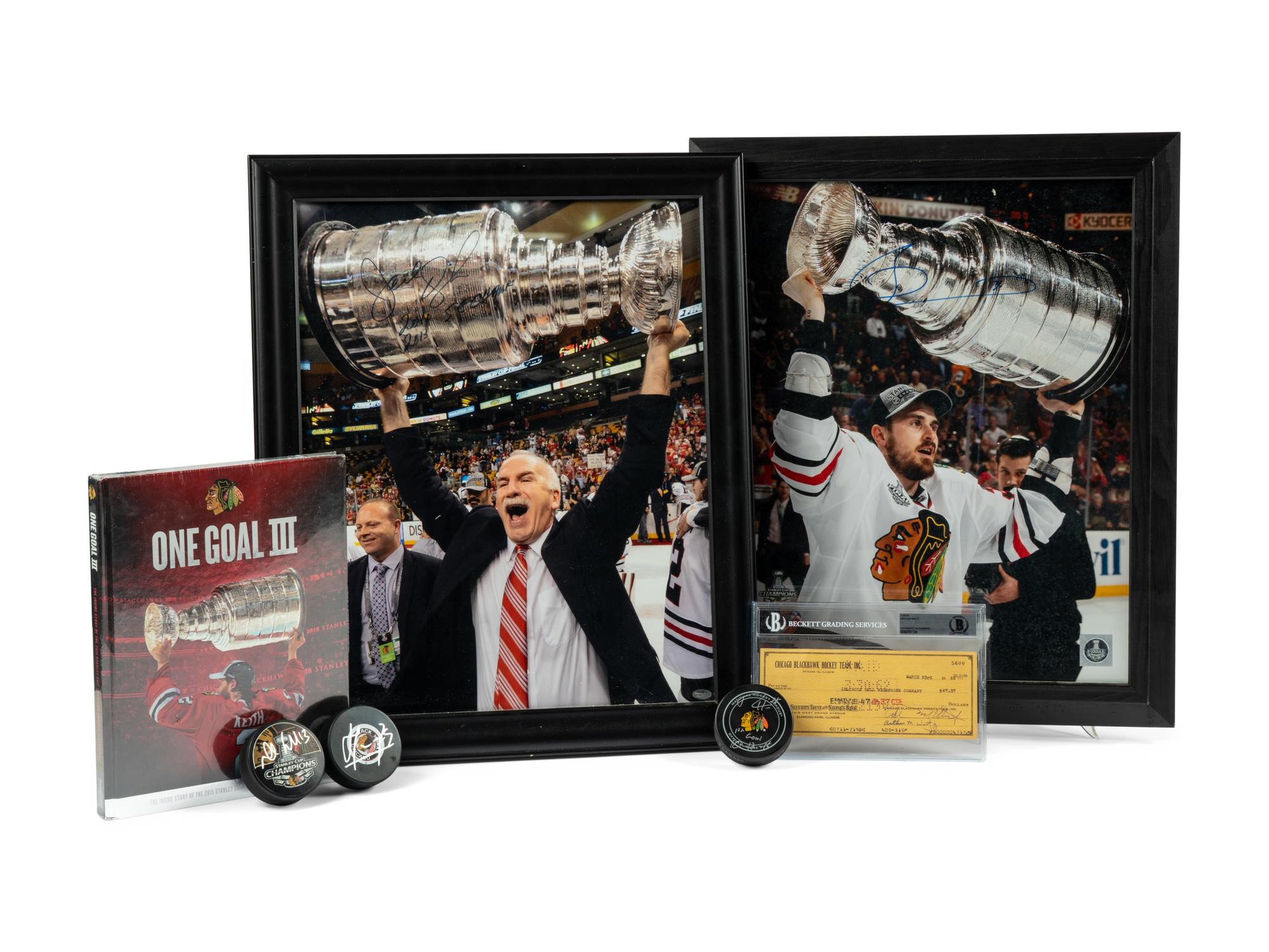 A Large Group of Chicago Blackhawks Signed Autograph Memorabilia Including a Bill Wirtz Check