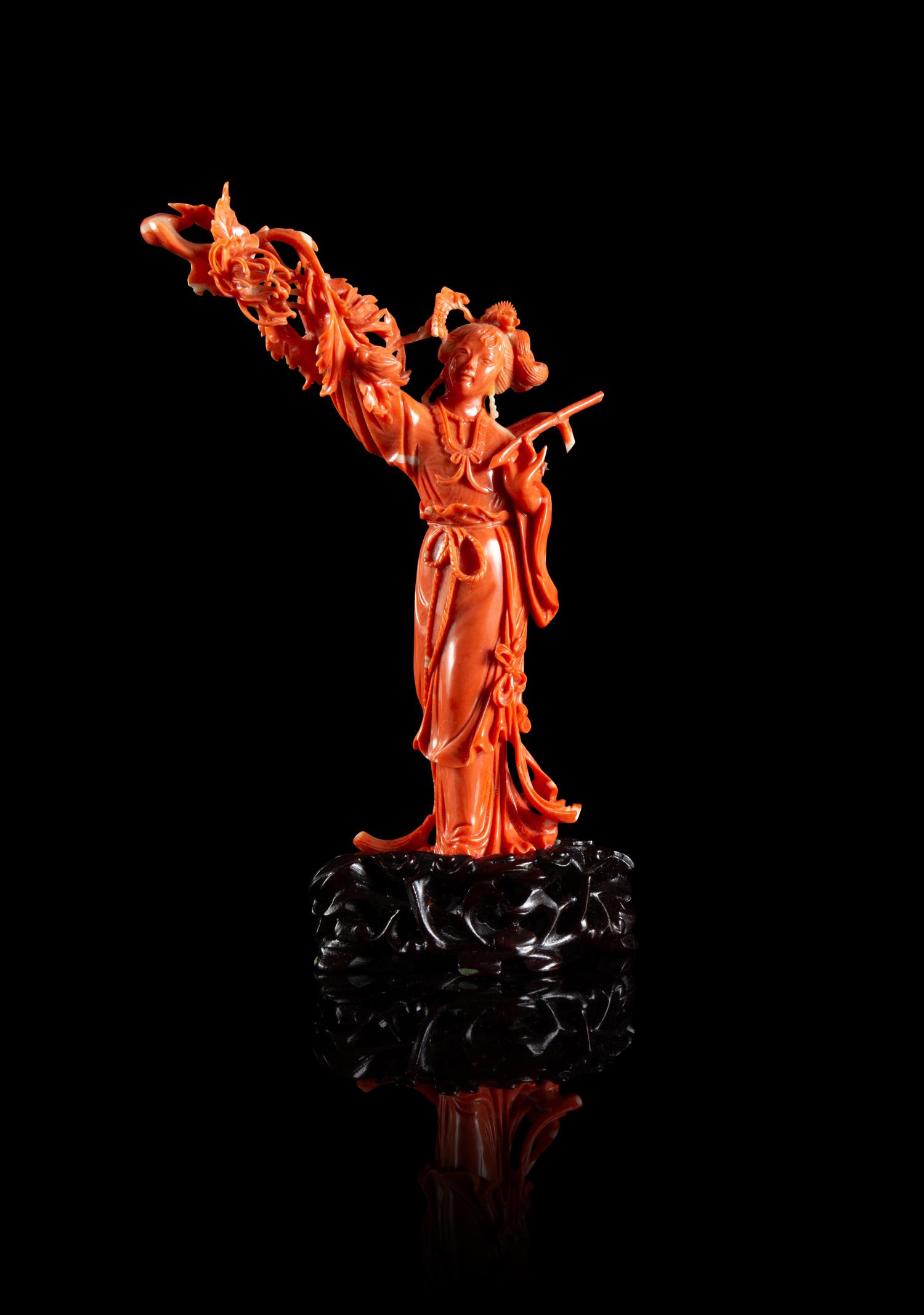 A Red Coral Figure of a Lady