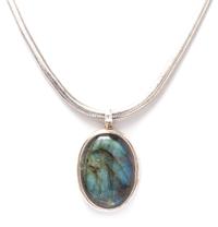 A Sterling Silver and Labradorite Pendant Necklace, 73.90 dwts.
