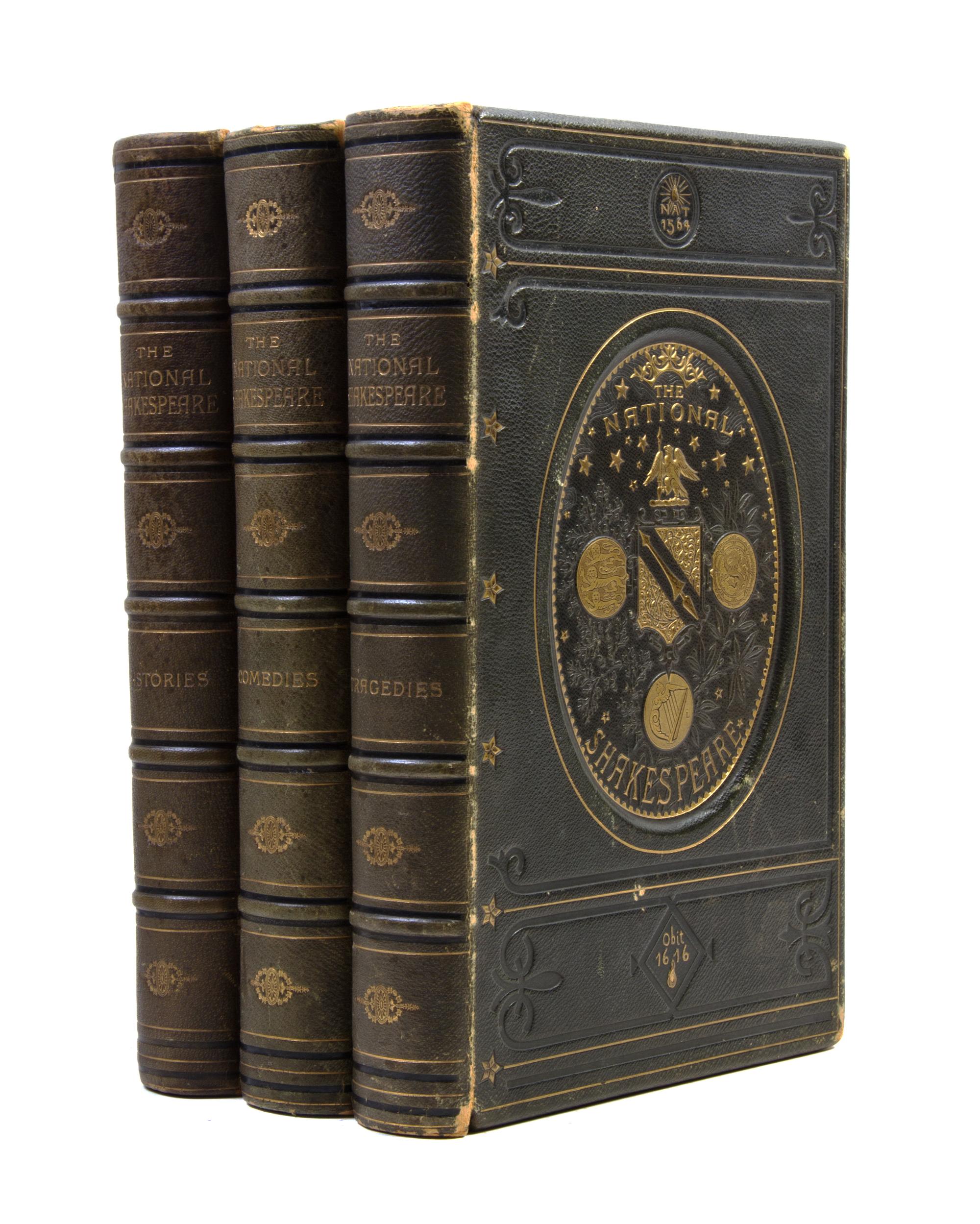SHAKESPEARE, WILLIAM. The National Shakespeare. A Facsimile of the Text of the First Folio of 1623. London, [c. 1888] 3 vols.