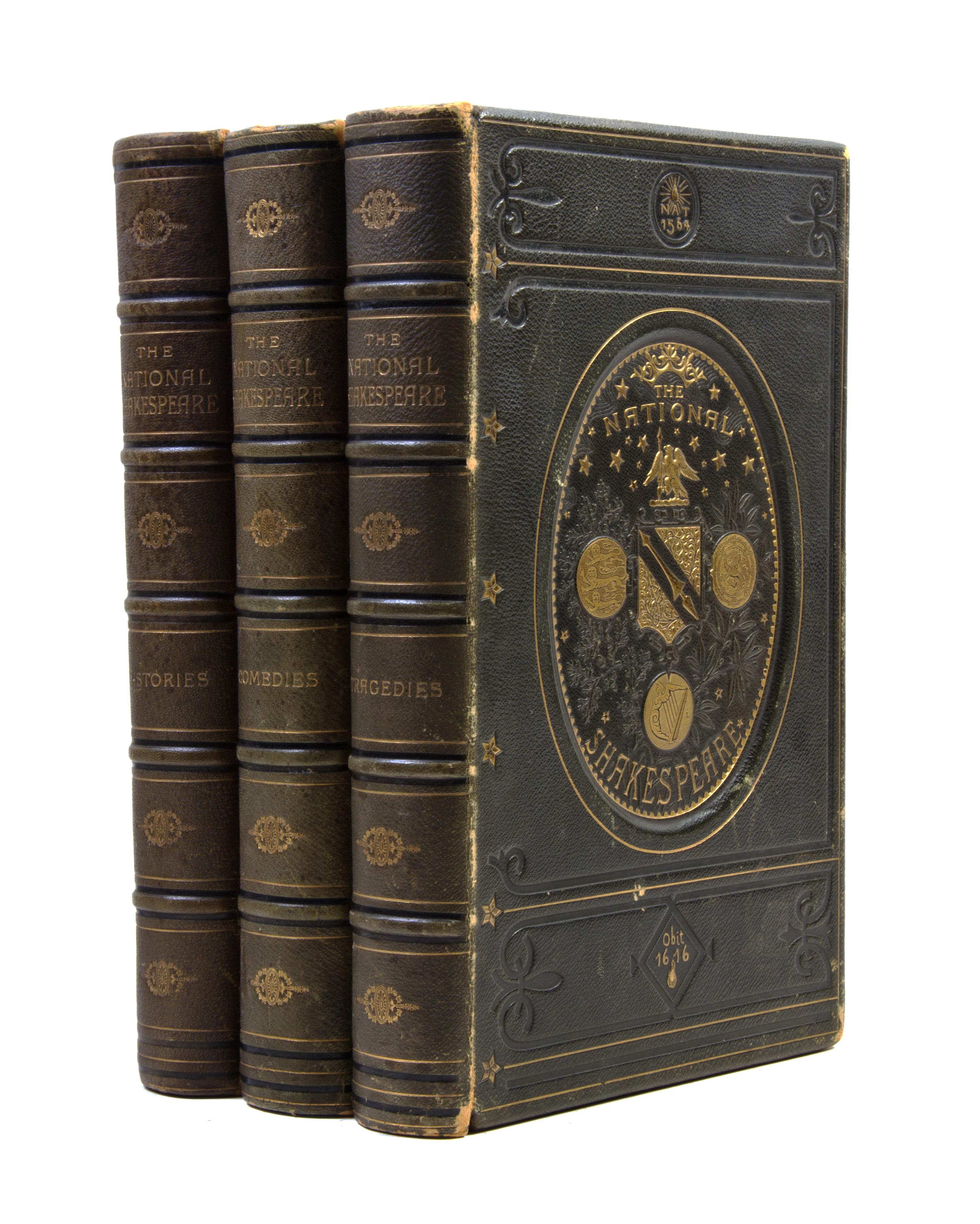 SHAKESPEARE, WILLIAM. The National Shakespeare. A Facsimile of the Text of the First Folio of 1623. London, [c. 1888] 3 vols.
