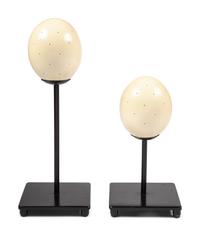Two Ostrich Egg Table Lamps