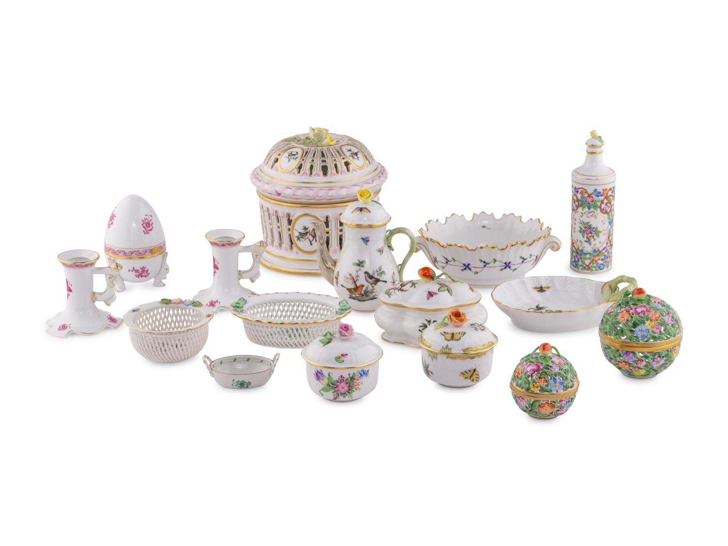 A Collection of Herend Porcelain Table Articles
