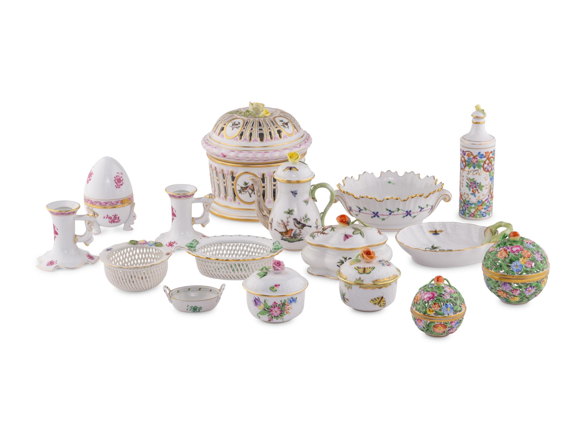A Collection of Herend Porcelain Table Articles