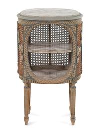 A Louis XVI Style Gray-Painted Marble-Top Side Table