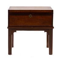 A Federal Style Birdseye Maple and Mahogany Box on Stand, Height overall 20 1/4 x width 21 1/2 x depth 11 1/2 inches.