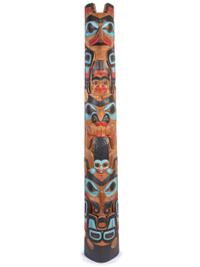 Large Carved and Brightly Painted Totem Pole