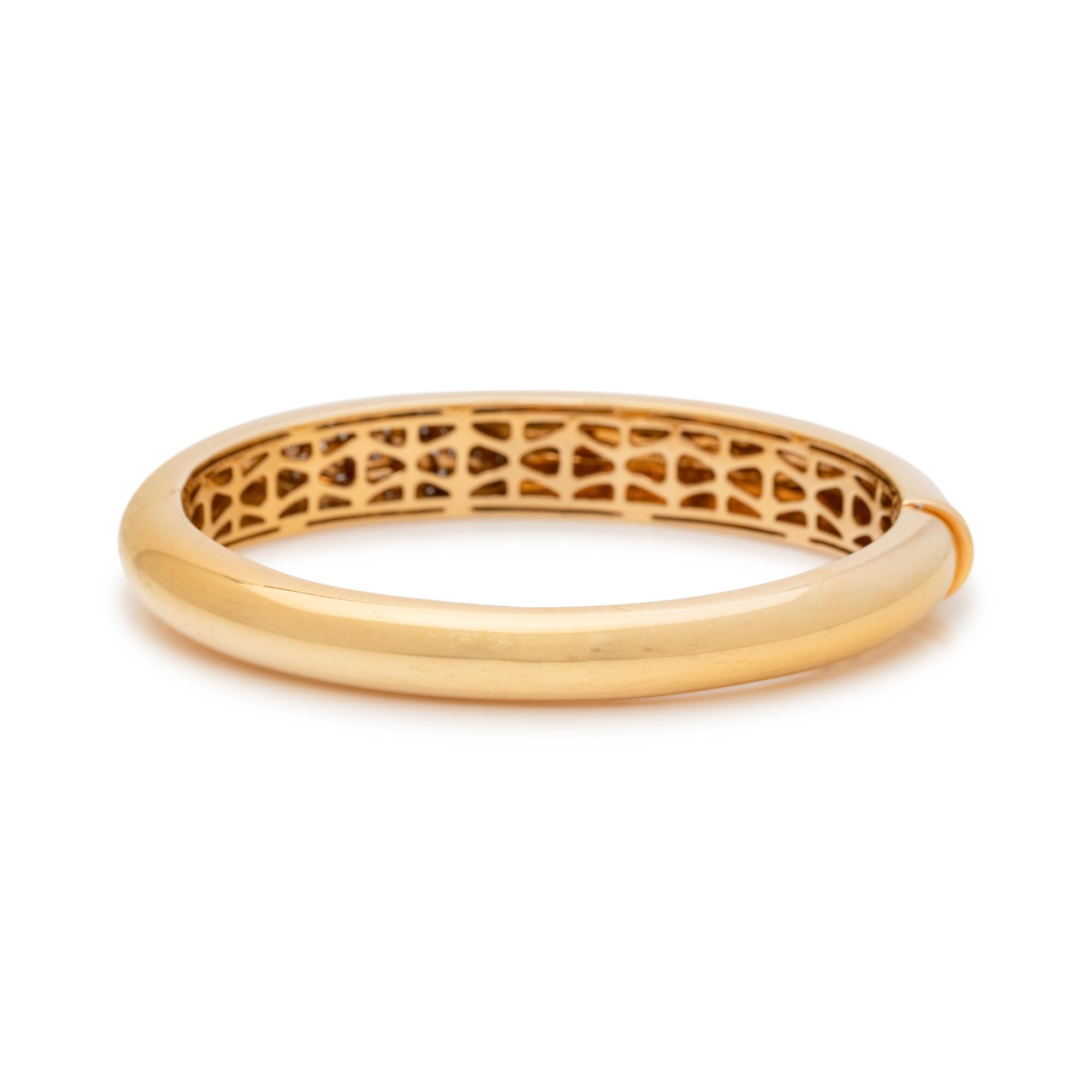 ROBERTO COIN, YELLOW GOLD AND DIAMOND 'CAPRI PLUS' BANGLE BRACELET