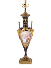 A Sèvres Style Porcelain Vase Mounted as a Lamp