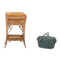 A Wicker Basket and Sewing Stand