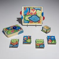 Clarice Cliff (English, 1899–1972) — Blue Chintz pattern 7 piece Tea Tray