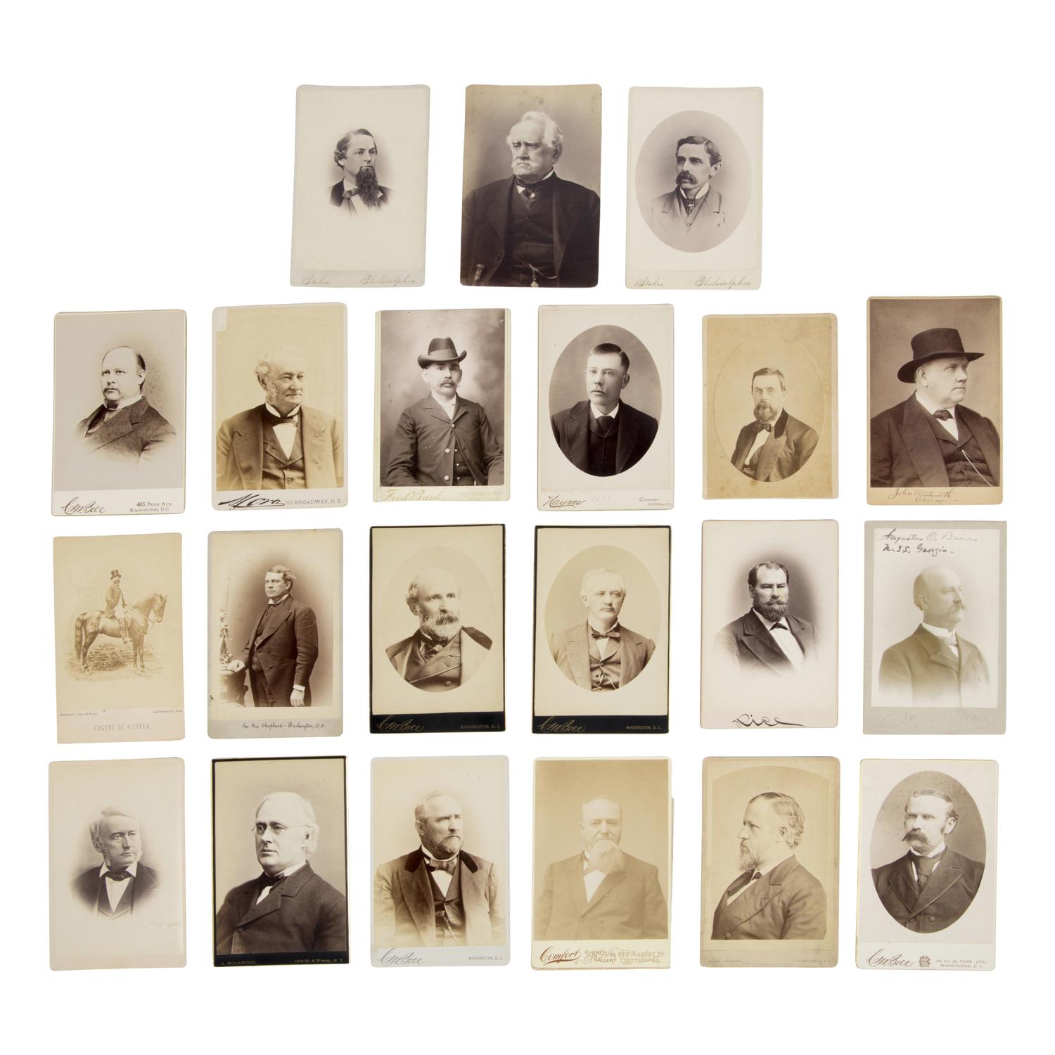 [Early Photography]. A group of 46 CDVs and cabinet cards of 19th-century personalities, including Lincoln associates.
