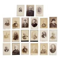 [Early Photography]. A group of 46 CDVs and cabinet cards of 19th-century personalities, including Lincoln associates.
