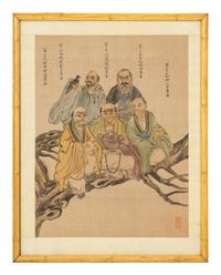 Five Chinese Ink and Color on Silk Paintings