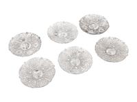 A Set of Six Chinese Export Silver Filigree Plates