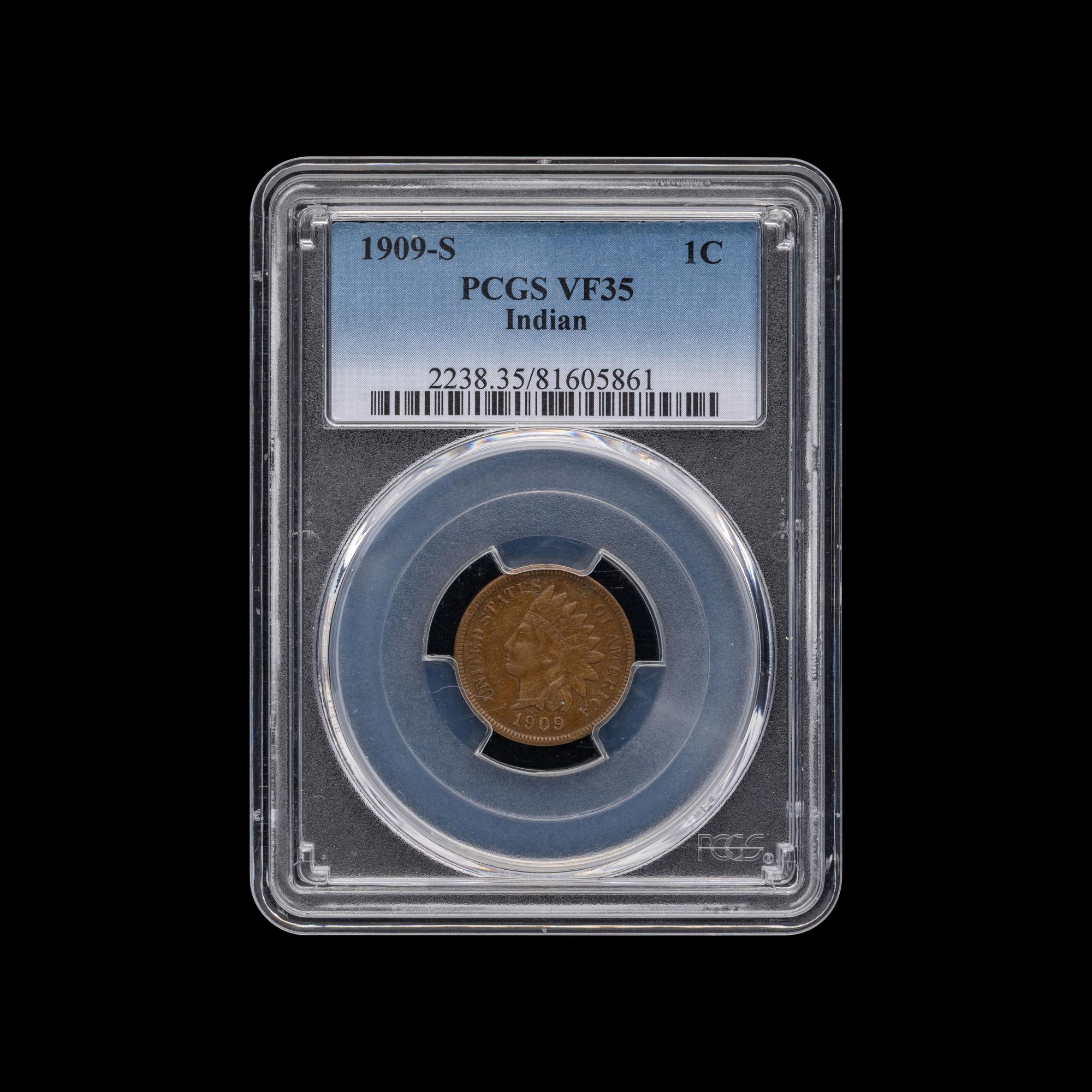 A 1909-S Indian Head 1c Coin [PCGS VF35]