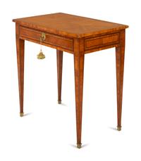 A Louis XVI Satinwood and Walnut Parquetry One-Drawer Stand