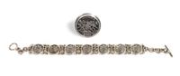 Mexican Silver Link Bracelet and Ring Length of bracelet 6 3/4 inches
