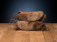 Southern Plains Beaded Buffalo Hide Moccasins, with Unique Tongue