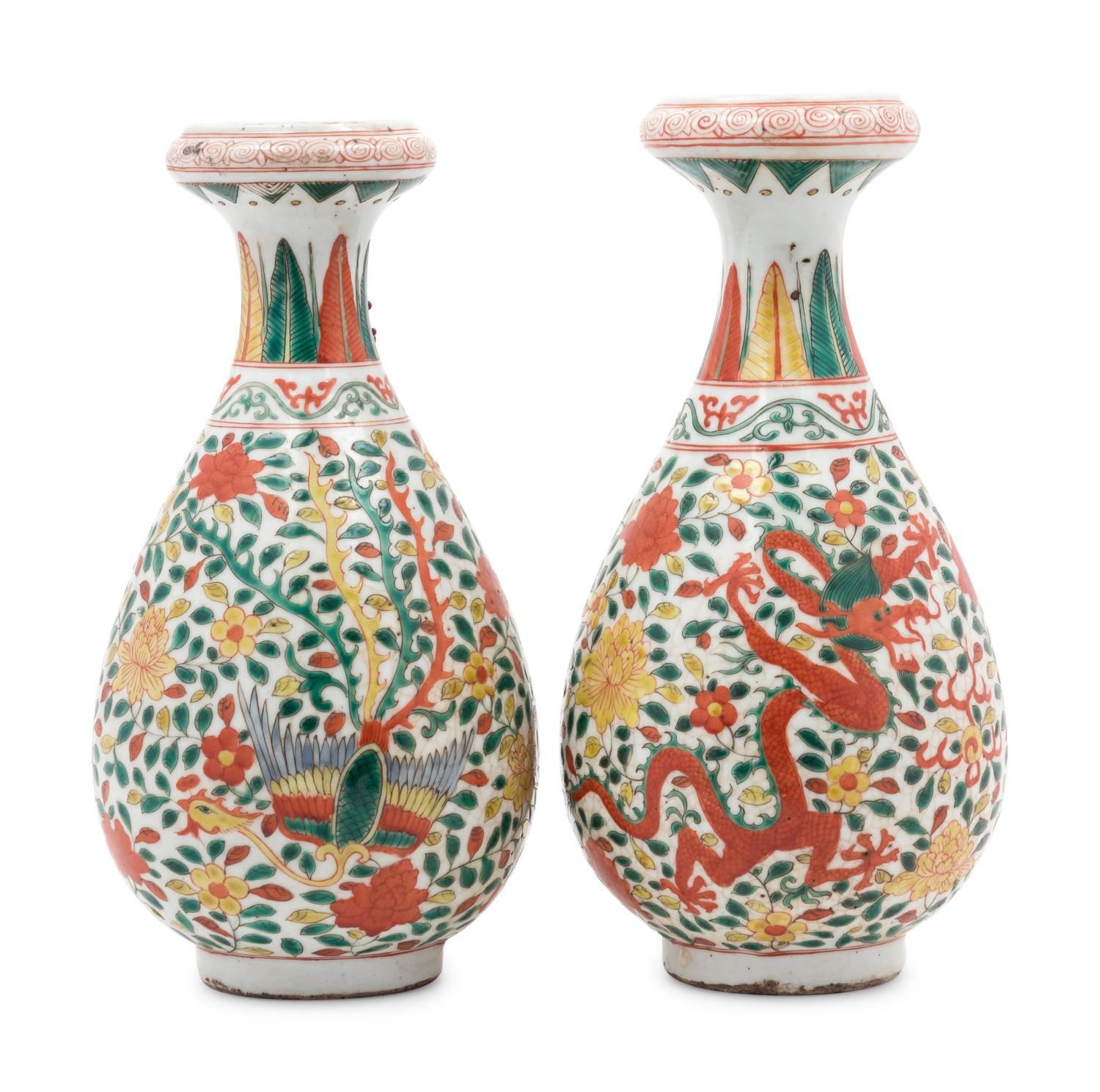 A Pair of Chinese Doucai Glazed Porcelain Vases