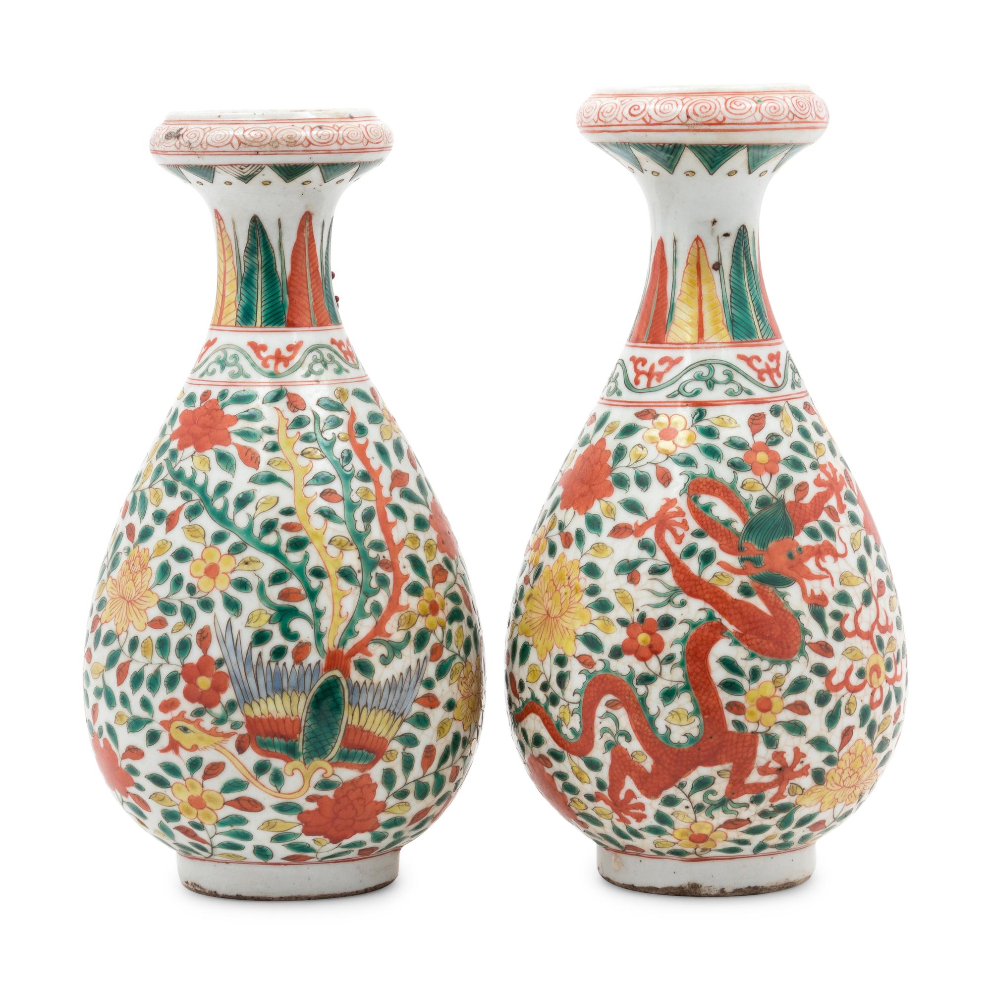 A Pair of Chinese Doucai Glazed Porcelain Vases