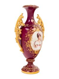 A Continental Porcelain Portrait Vase