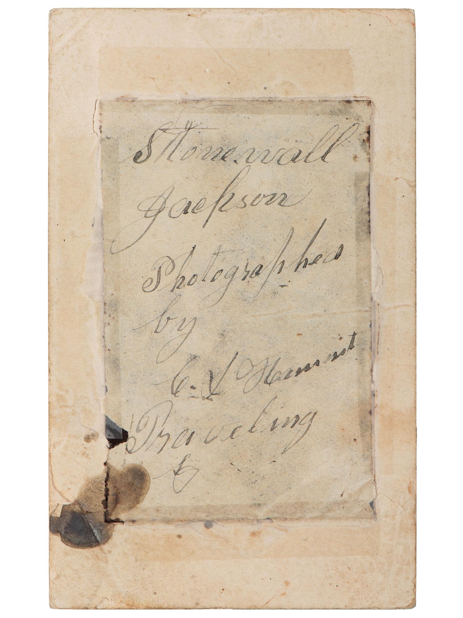[JACKSON, THOMAS "STONEWALL" (1824-1863)]. Tintype copy of the last portrait of Stonewall Jackson. N.p., ca 1863.