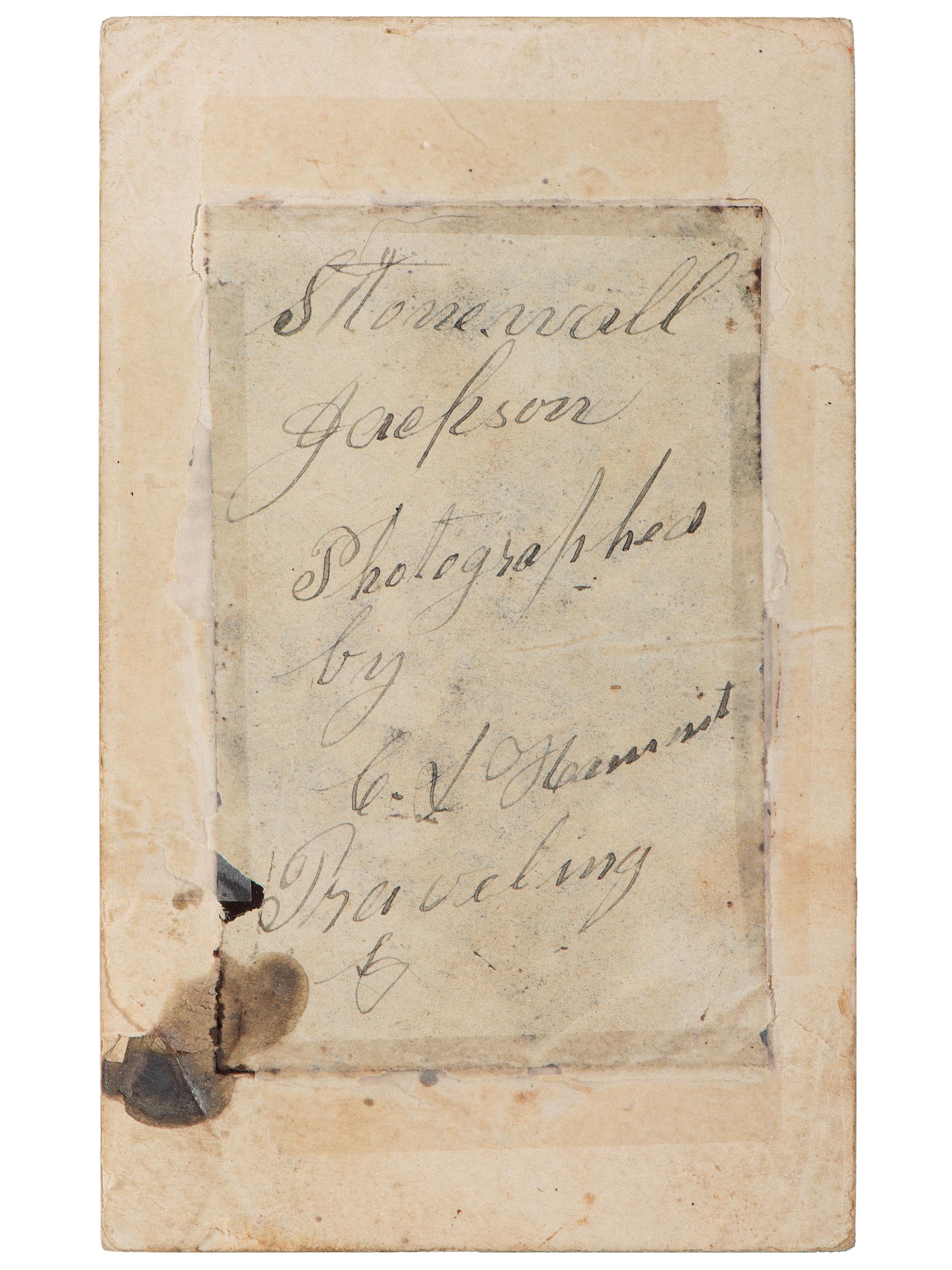 [JACKSON, THOMAS "STONEWALL" (1824-1863)]. Tintype copy of the last portrait of Stonewall Jackson. N.p., ca 1863.