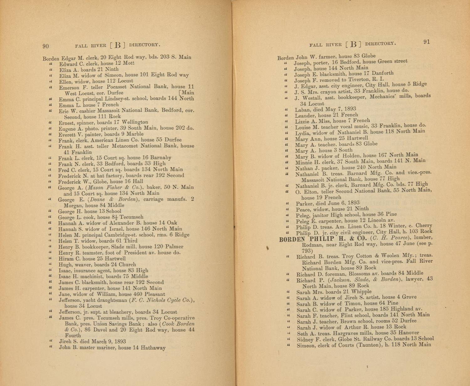 [Americana] [Borden, Lizzie] The Fall River Directory, 1892, 1893, 1894
