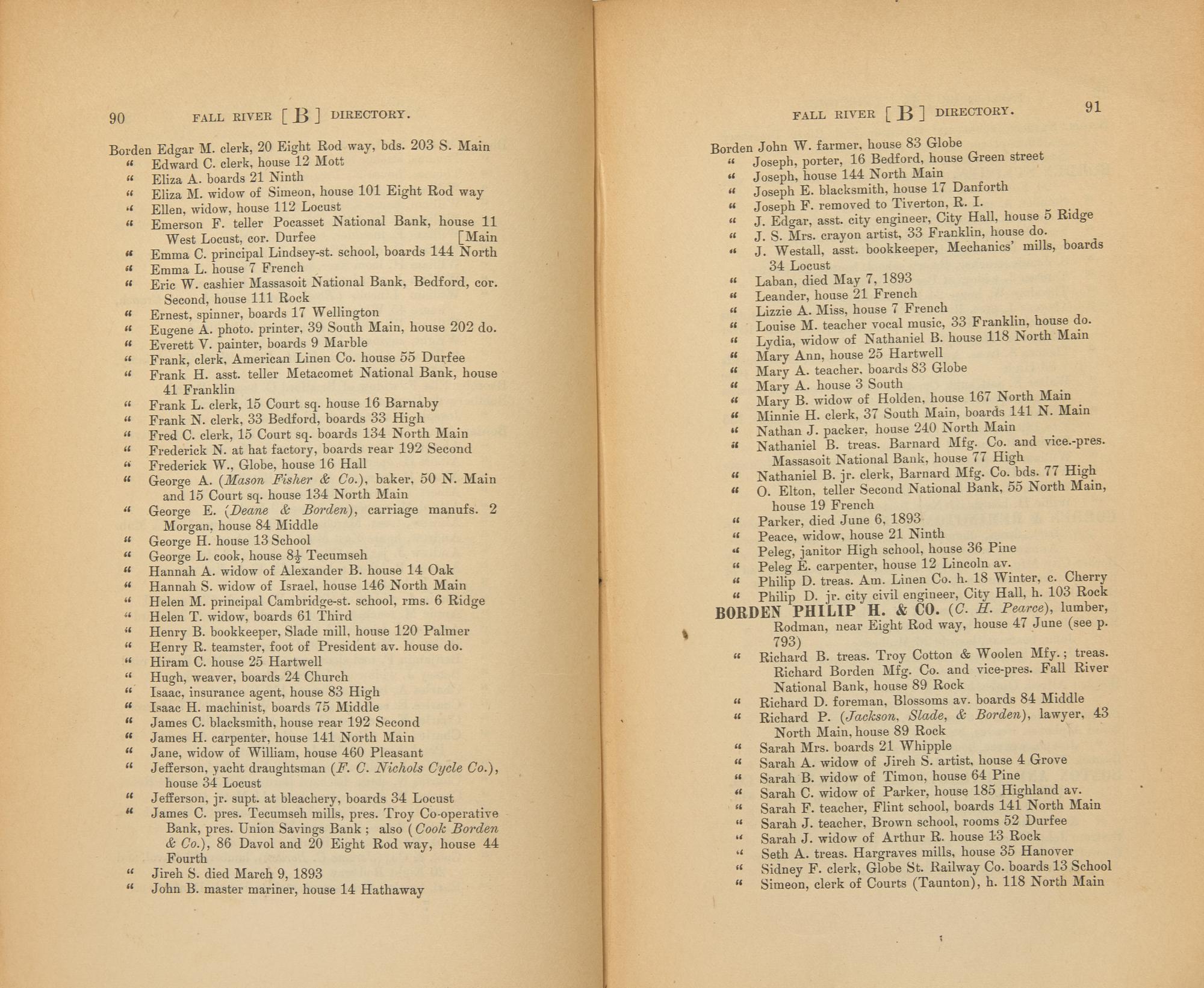 [Americana] [Borden, Lizzie] The Fall River Directory, 1892, 1893, 1894