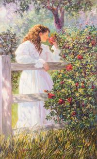Woman by Fence