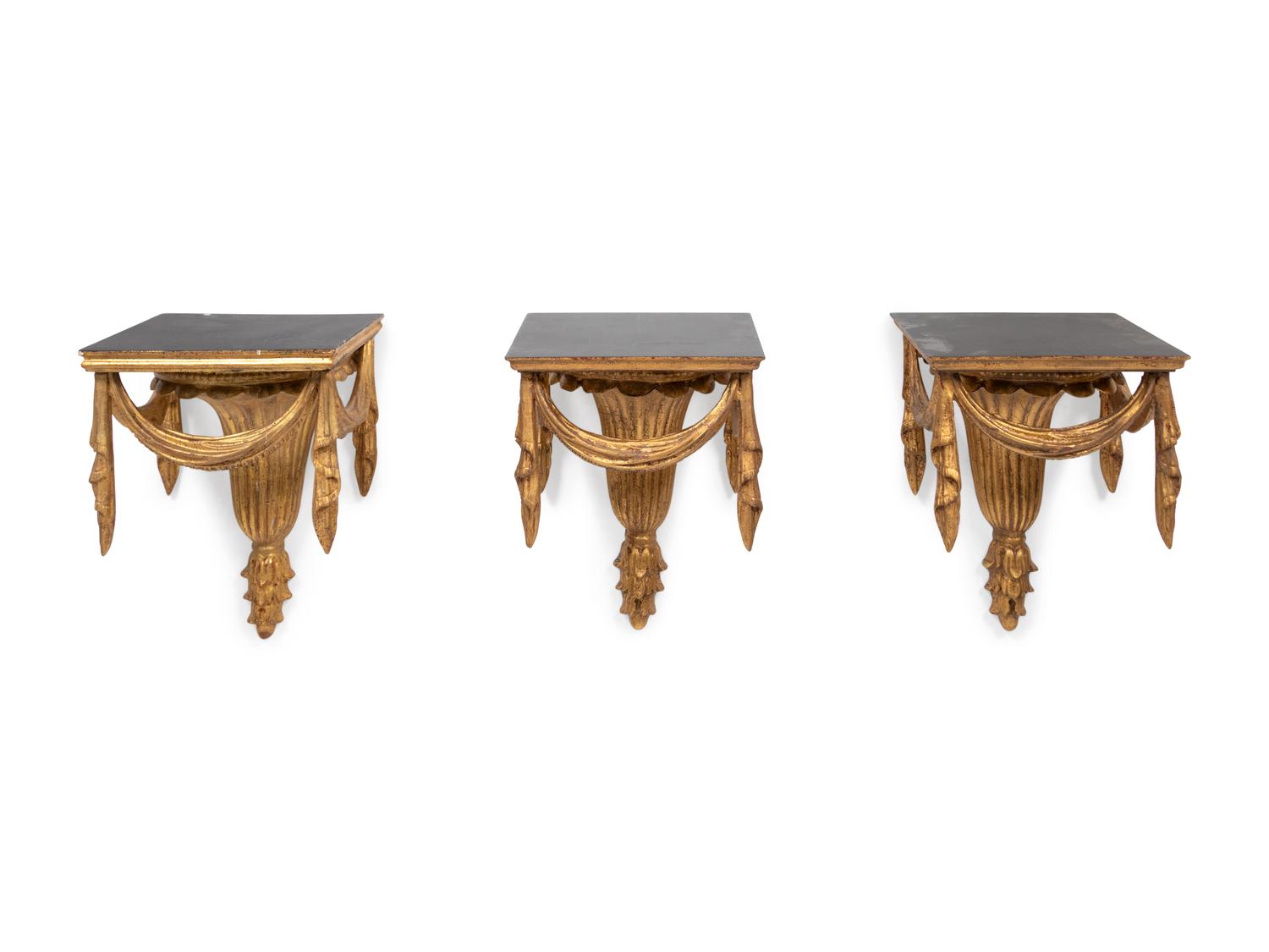 Three Italian Giltwood Wall Brackets