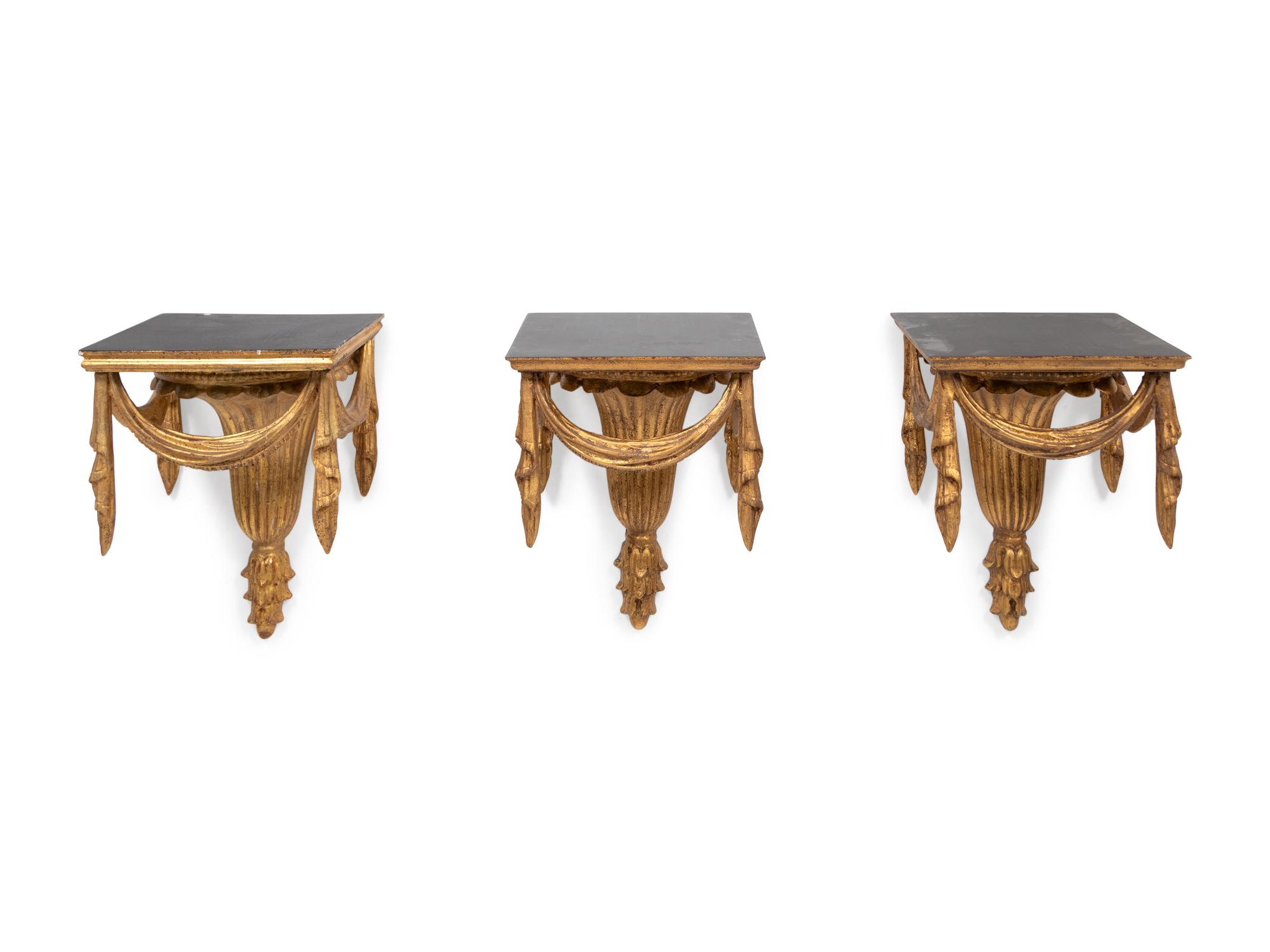 Three Italian Giltwood Wall Brackets