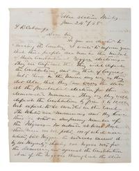 [VOTING RIGHTS]. GARTH, William W. Autograph letter signed ("Wm W Garth"). Tibbee Station, MS, 24 June 1868. Letter about elections involving emancipated African Americans.