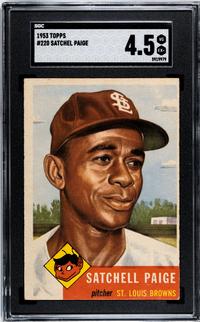 A 1953 Topps Satchel Paige Baseball Card No. 220 (SGC 4.5 VG/EX+)