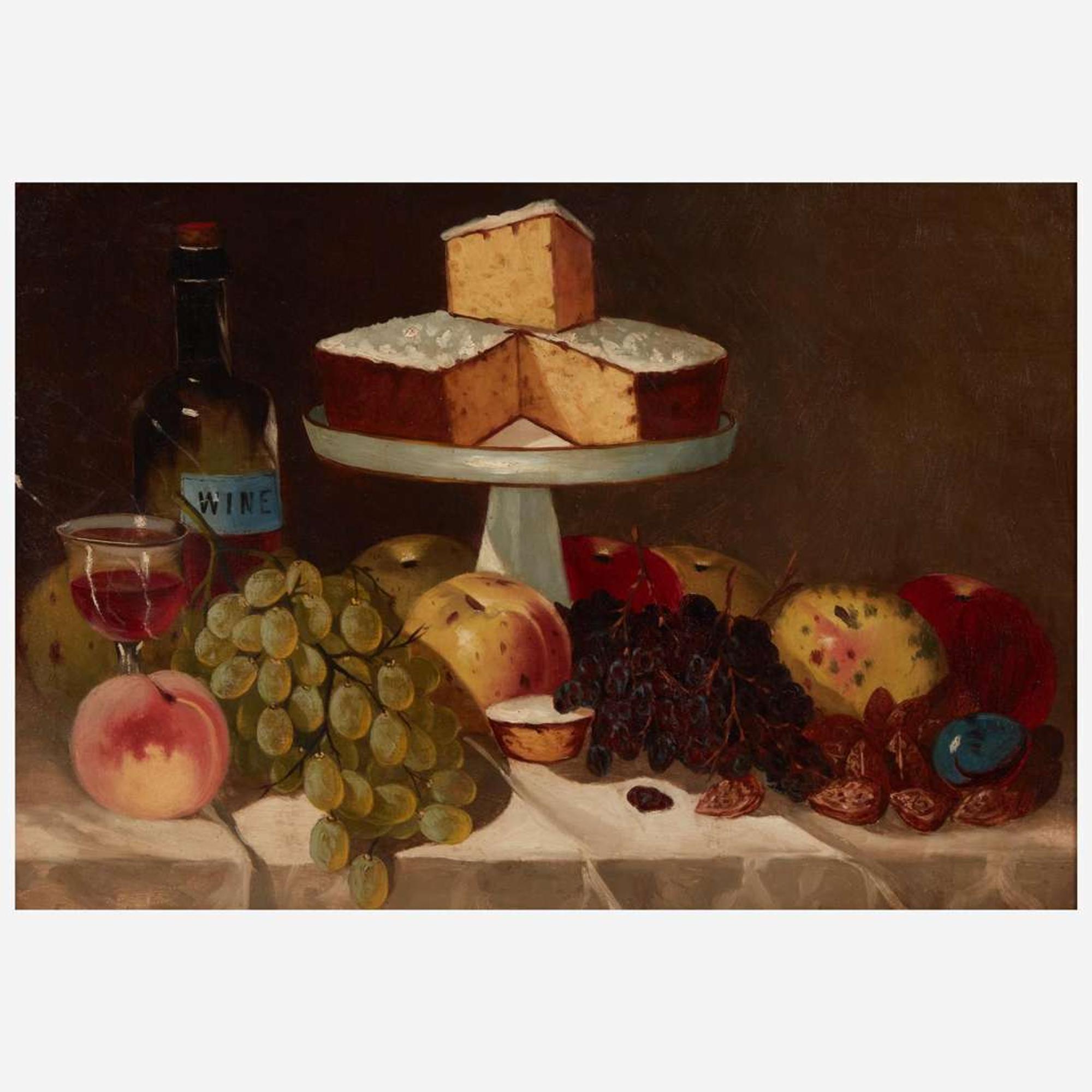 American School (19th Century) Still Life with Basket of Strawberries;; together with a companion