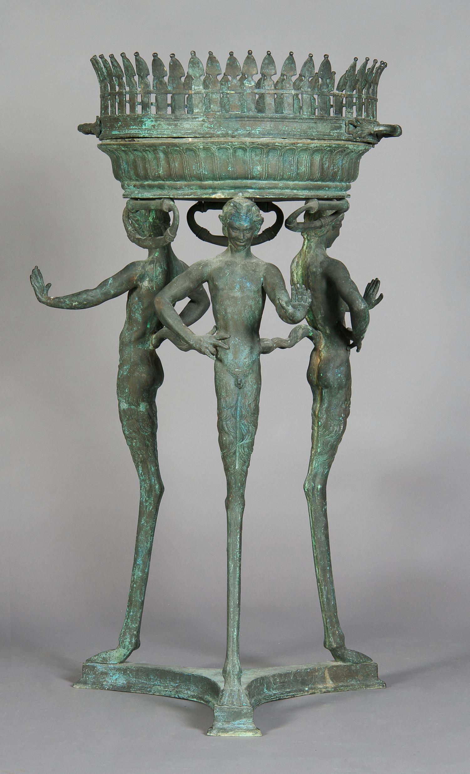 A Neoclassical Cast Metal Jardiniere, Height 36 1/2 inches.