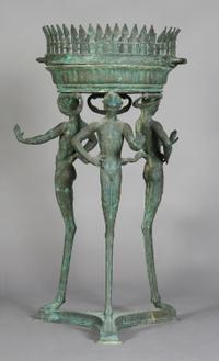 A Neoclassical Cast Metal Jardiniere, Height 36 1/2 inches.