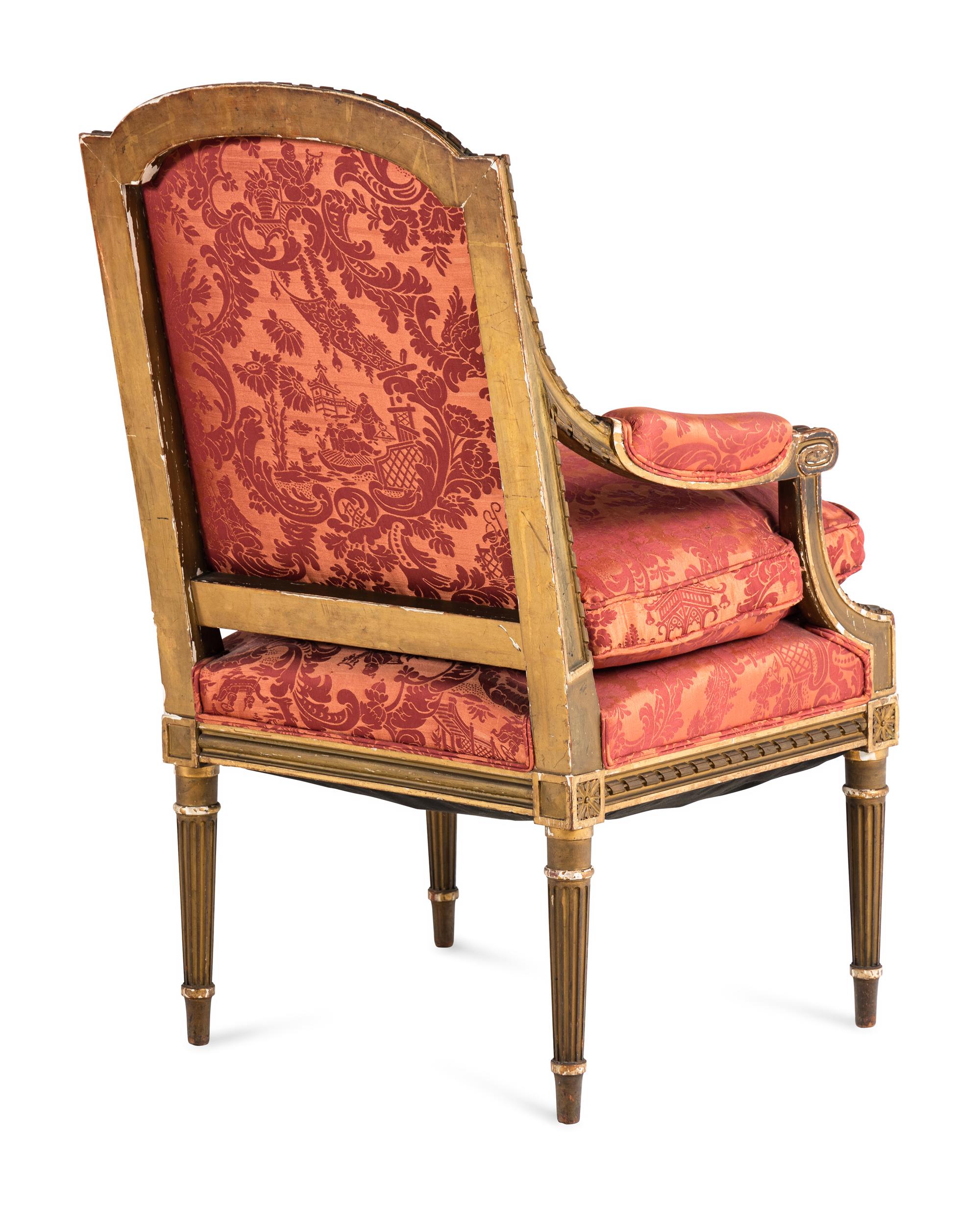 A Pair of Louis XVI Style Giltwood Fauteuils